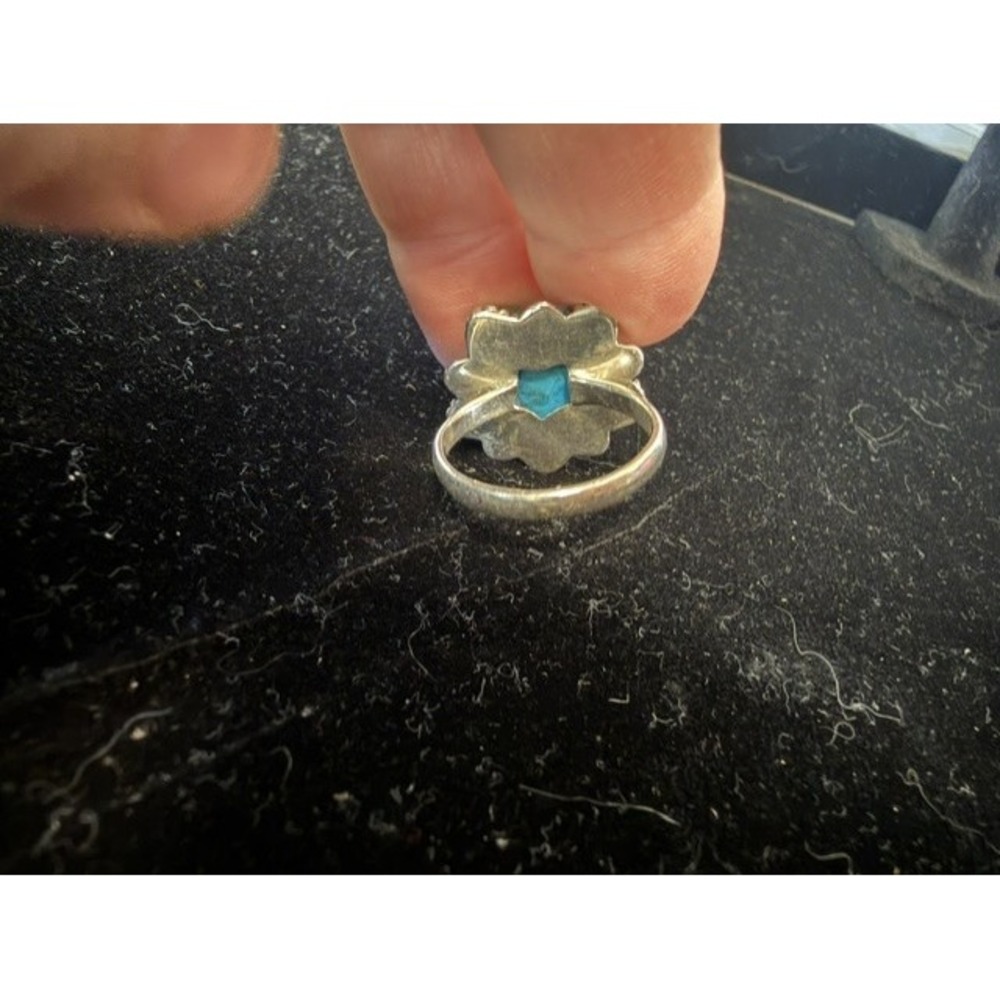 925 Sterling Silver Peacock Dahlia Star Ring Southwestern Statement Jewelry Sz 9 - Picture 4 of 5